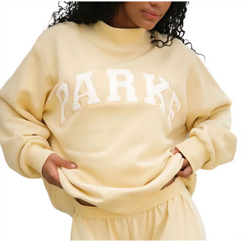 parke hoodi Pink Brown Women Designer Cotton Jumpers parke Fashion Loose parke Mockneck Womens Hoodies Embroideried Sweatshirts free shipping t tees
