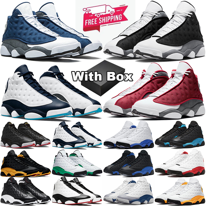 with box free shipping 13 13s basketball shoes designer Black Flint Hyper Royal Wolf Grey White Bred Playoffs women mens trainers outdoor sports sne