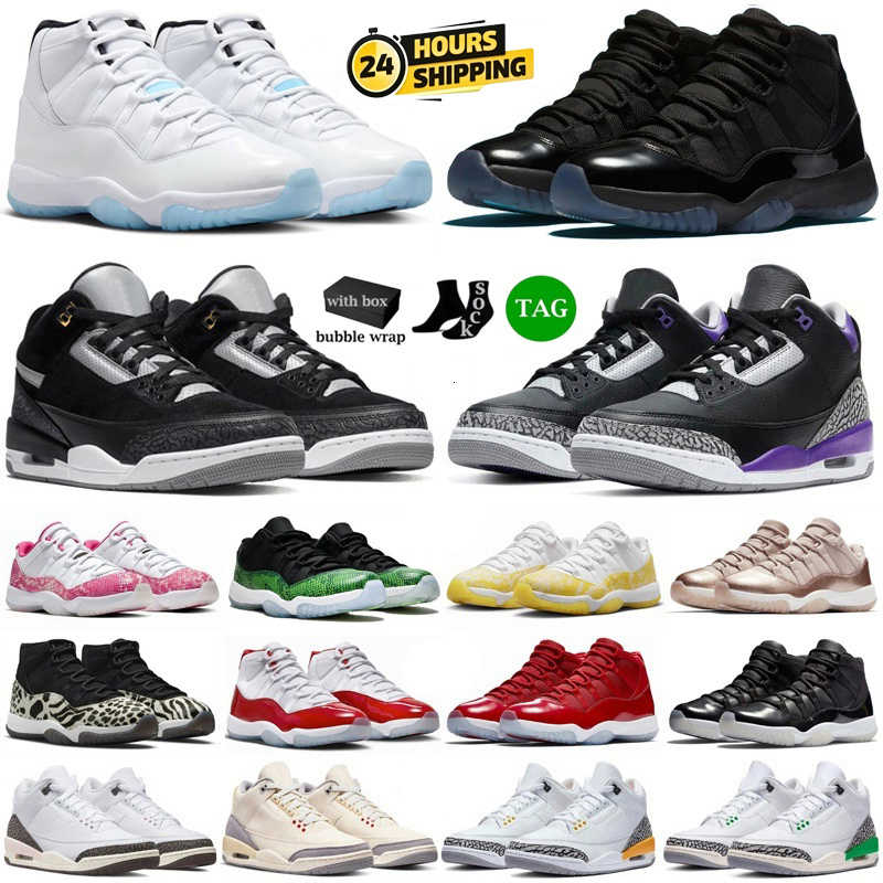 With Box Basketball Shoes 3s 11s Mens Womens Sneakers Leather Black Cement 3 Midnight Navy Fire Red True Blue Gamma Blue Cool Grey Cherry 11 Designe