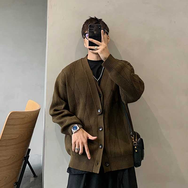 Men's Knitted Solid Color Autumn Buttons Cardigan Sweater Long Slve Casual Strtwear Loose Stylish Leisure Coat M261016