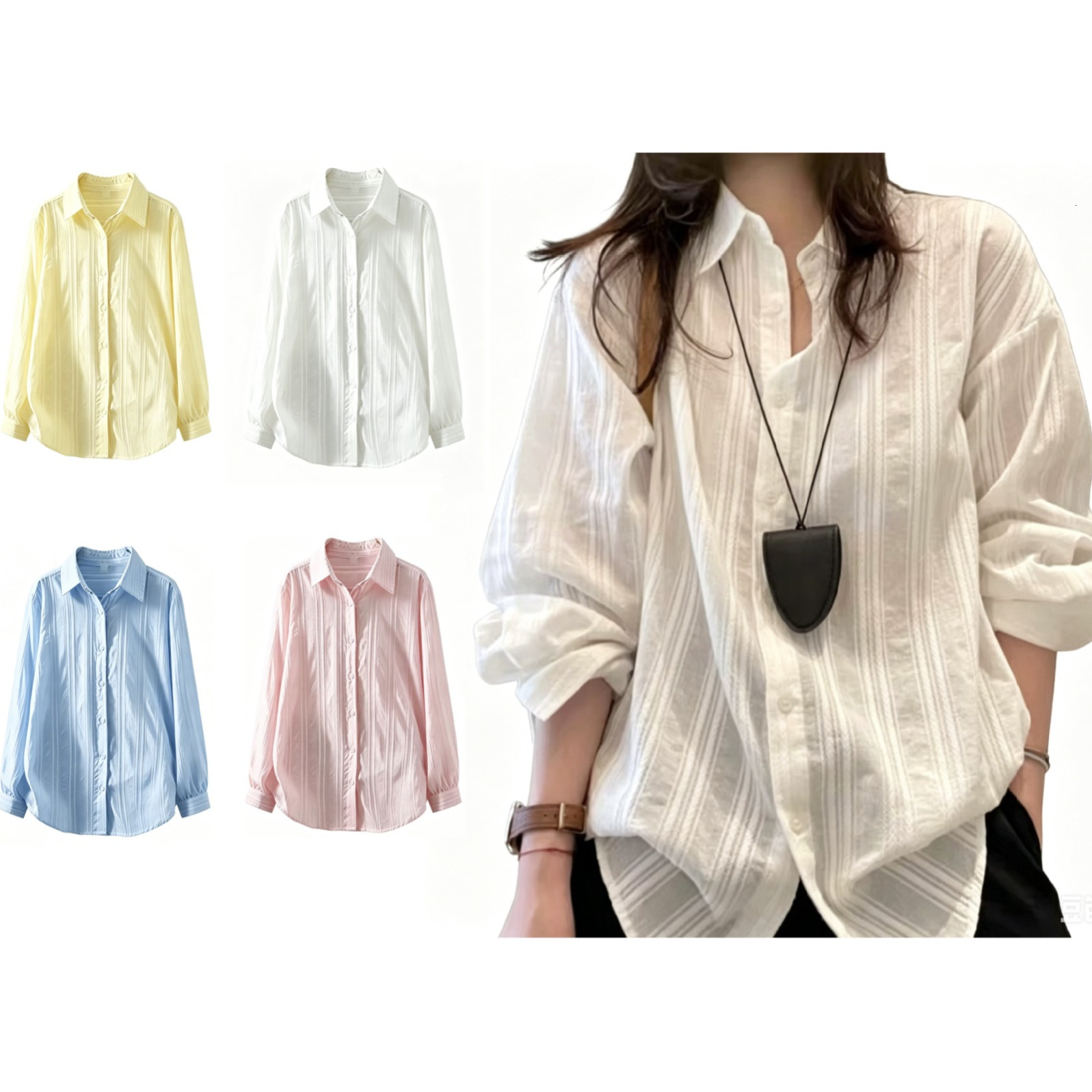 New autumn collection: breathable cotton shirts for work, 2026 loose-fit, versatile, and slimming long-sleeved shirts and cardigans