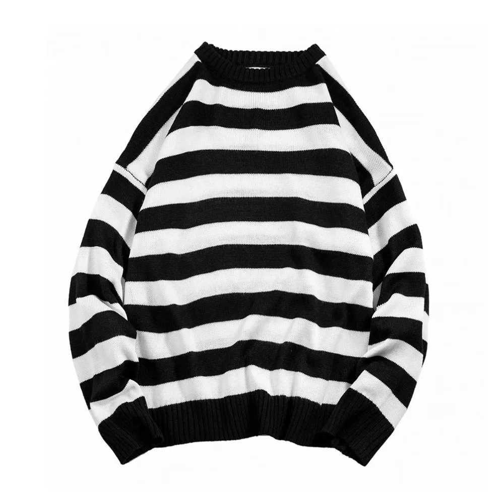 Fashion Men Striped Casual 2023 Knitted Sweater Men's Korean Collage Autumn Pullover Tops Male O-Neck Oversize Sweater M261016