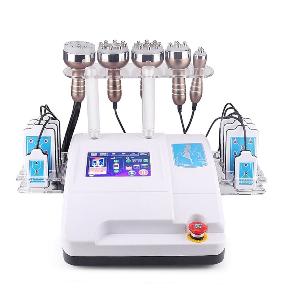 6 in 1 40kHz Cavitation Machine with RF Vacuum Lipo Laser and BIO Microcurrent for Face Body Care with LCD Touchscreen and 110 to 240V Input