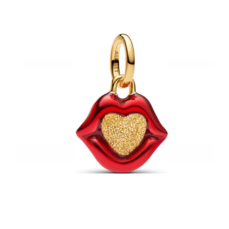 jewelry woman designer women new Charms Red Lip Statement Dangle Charm pendant with box luxury 925 silver Charms fit bracelets necklaces Christmas p