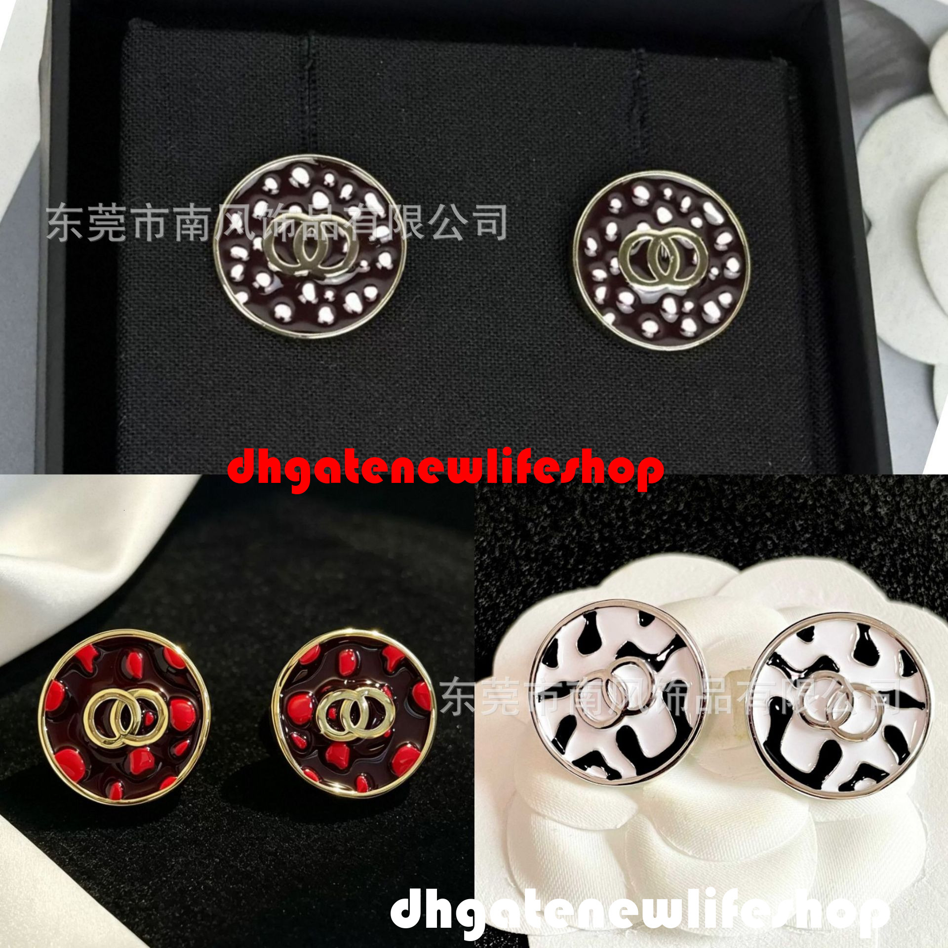 designer cc jewelry earrings 2026A Round Enamel Stud Earrings French Style Elegant Light Ear Accessories channel earrings