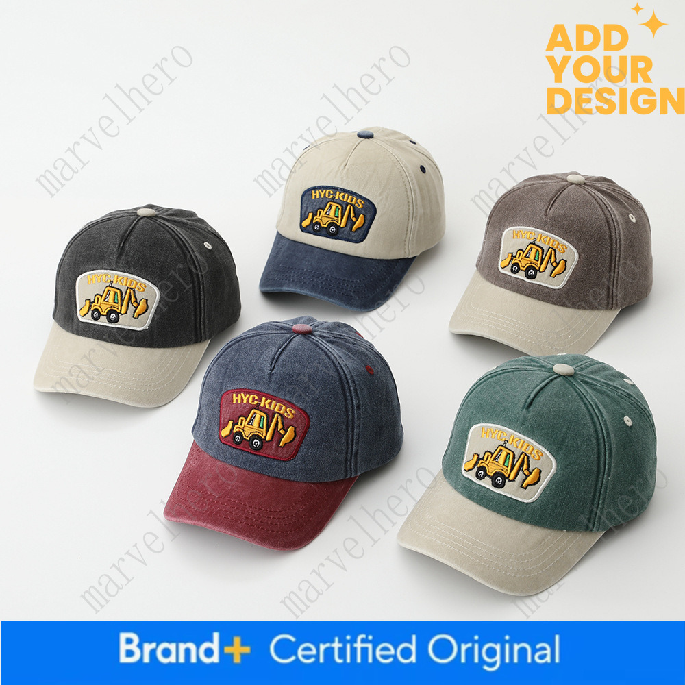 Wholesale Of New Spring Autumn Children S Hats For Export European And American Cartoon Duckbill Caps Excavator Themed Washed Baseball Caps