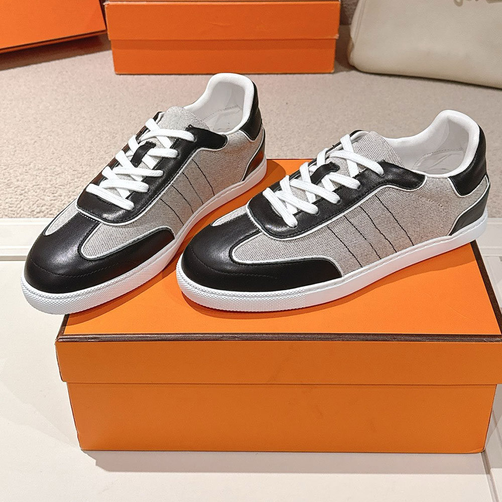 Match Sneaker Womens Designer Sneakers H261002Z Fashion Luxury Canvas Calfskin Mens Sneaker Sleek Retro Urban Look Casual Sneaker Rubber Sole Size 3