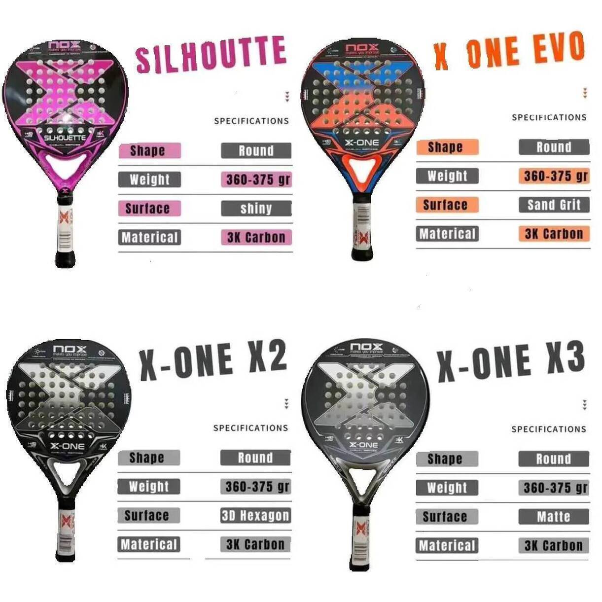 Multi-Piece Tennis Racket * Matching Kits 2026 New Badminton NOX At10 Ml10 La10 3K Outdoor 12K 18K Pala Padel Professional Soft Carbon Fiber Equipme