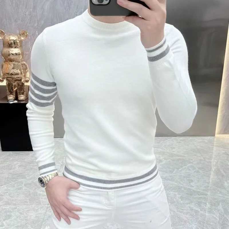 Slve Spring Autumn Lantern Long Round Neck Screw Thread Contrast Color Sweater Pullover Knitted Casual Fashion Vintage Tops M261016