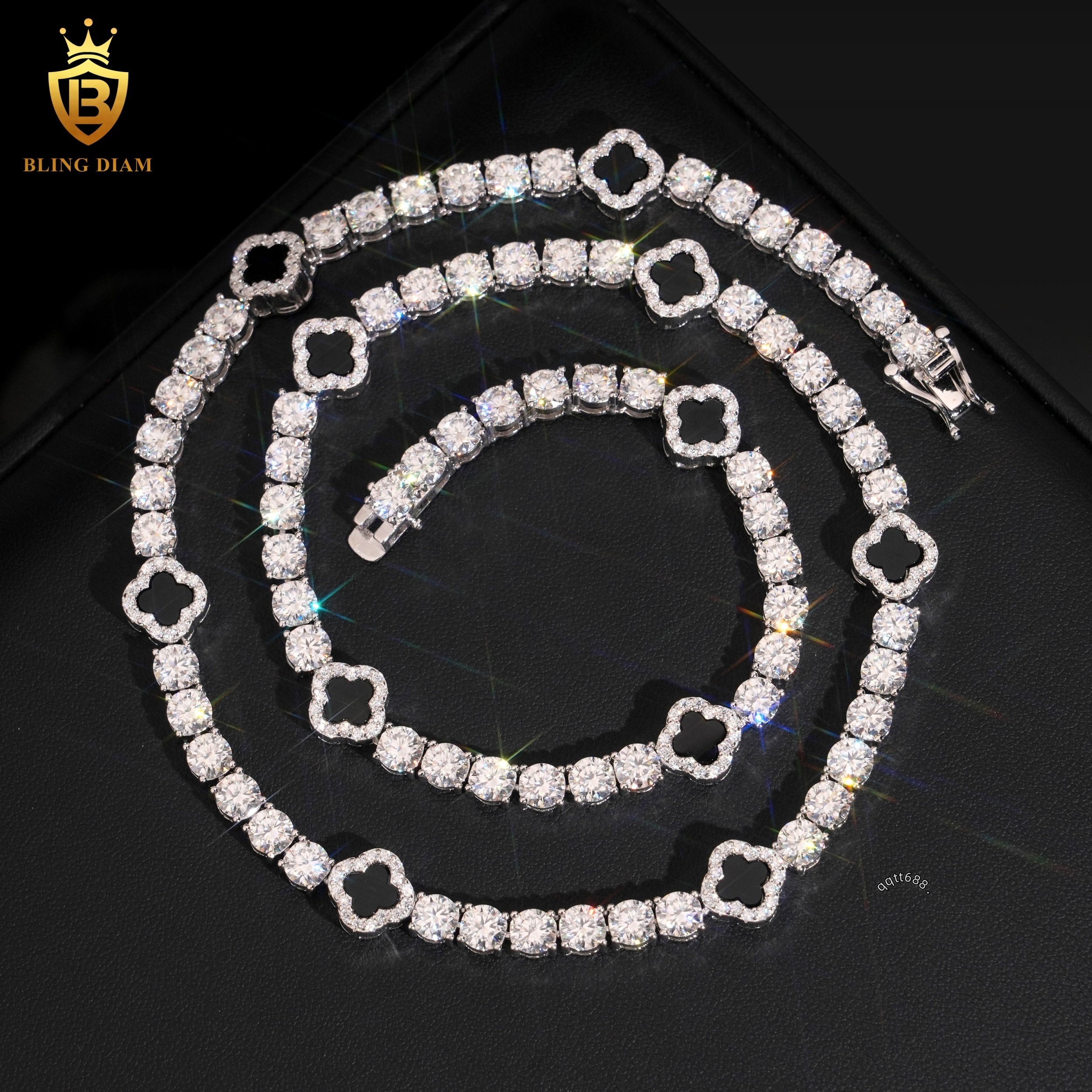 Popular Tennis Bracelets Black Clover 4mm Moissanite Bracelet Tennis 925 Silver Chain Vvs Moissanite Bracelets GRA Men Women