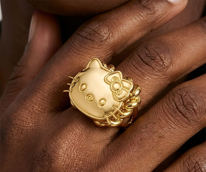 Hip-hop retro cute bestseller niche design cartoon cat creative Luxury Iced Out D VVS Diamond DIY heart ring one-piece dropshipping Luxury Iced