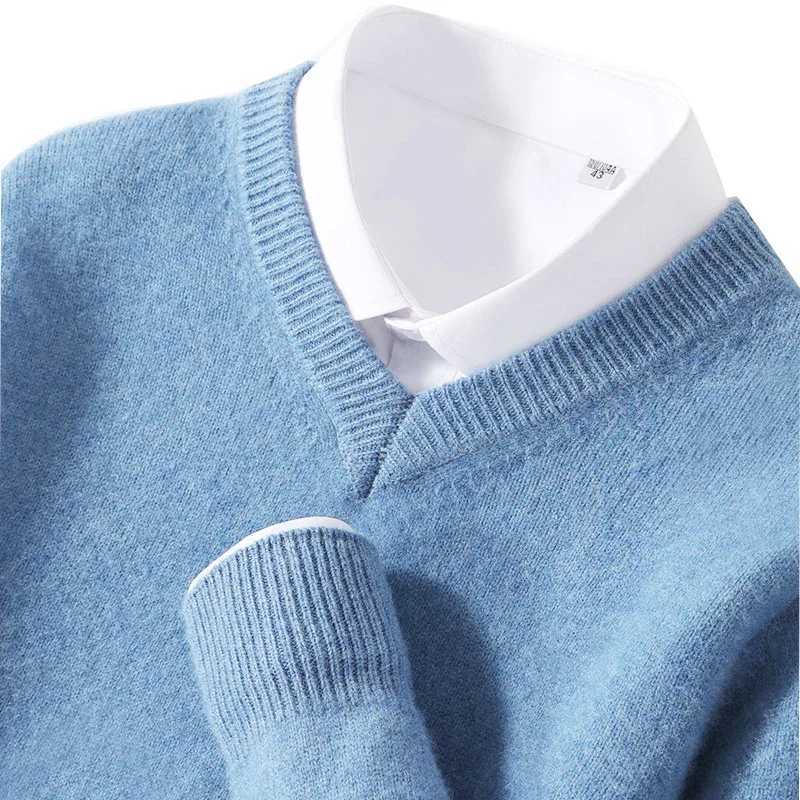 Pullovers V-neck Cashmere Men's Sweater Loose Oversized M-3XL Knitted Bottom Shirt Spring Autumn New Korean Casual Men Top M261016