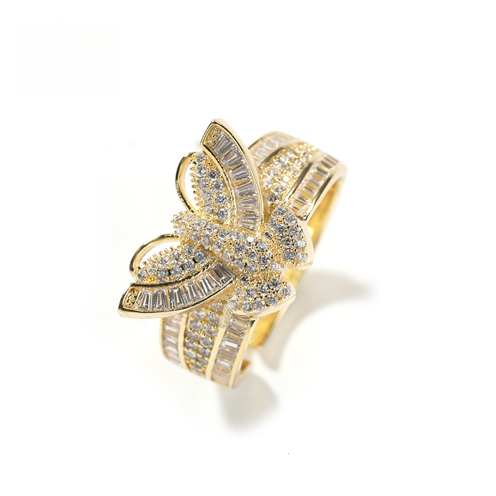 3D Butterfly Luxury Iced Ring for Women, Ins Style, Niche Design, Copper Inlaid with moissanite, High-end Sense, Out D VVS Diamond Light Luxury Fash