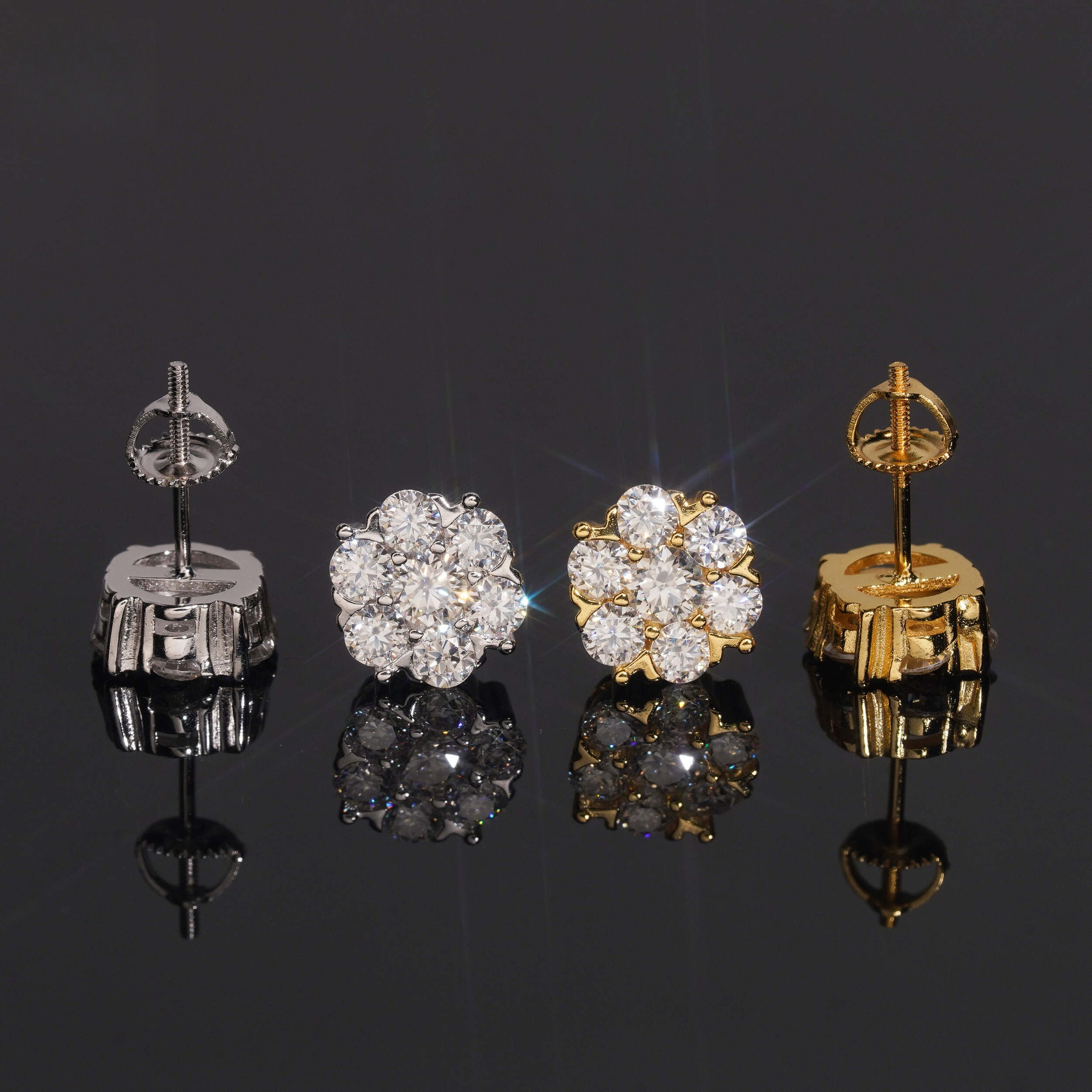fashion high-quality 9.5mm flower-shaped stud earrings, S925 silver fully inlaid with moissanite, popular earrings