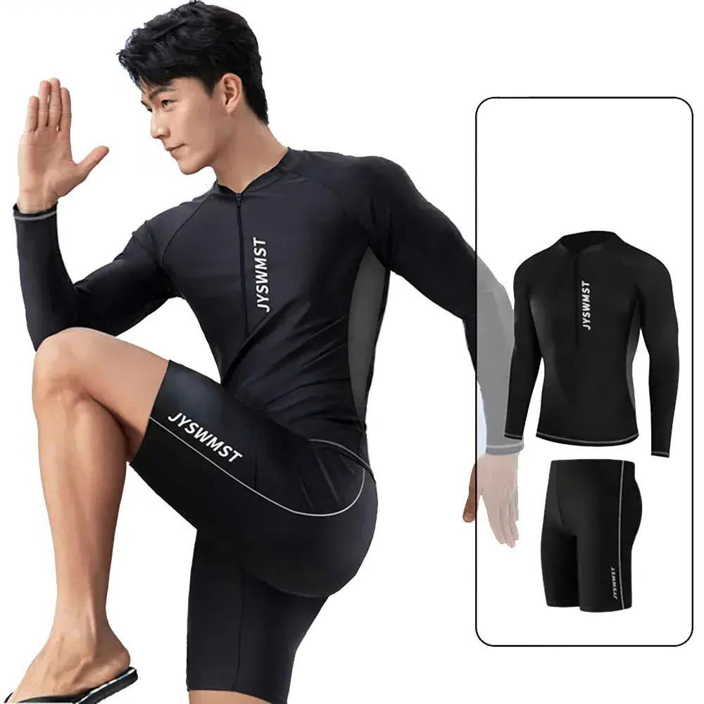 Men Swimwear Mens Quick Drying board shorts Long Sleeved Sun Proof Beach T Shirt Snorkeling Suit Water Sports Swimsuit Surfing Top 250207Bj Trunks