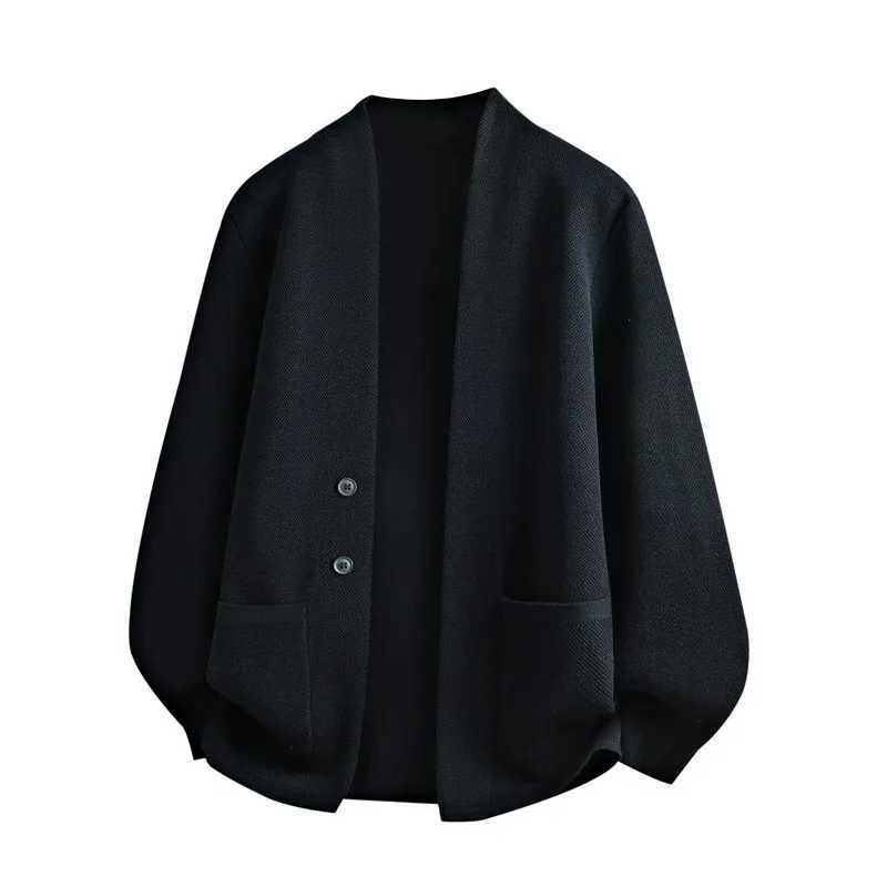 Cardigan Color Men's Long Solid Slve Sweater Button Pocket Bottoming Sweater Fashionable Casual Top M261016