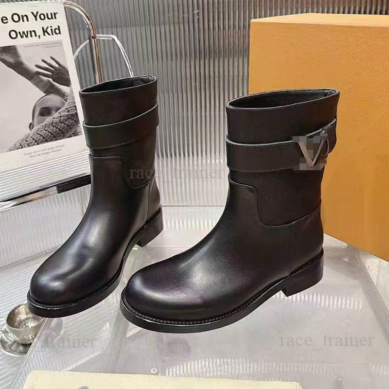 Midtown Amiral boot Womens Black Leather Biker Boots Silver Metal Buckle Flat Slip On ankle Tall Motorcycle Designer Fashion Riding Boots 26 10.14 0