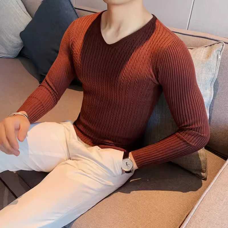 Clothing Sweaters Korean For Men V Neck Long Slve Mens Sweater Slim Fit Casual Knitted Pullover Blusa De Frio Masculino M261016