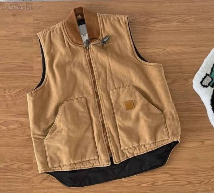 Carhatterlys Men Women Canvas Detroit Retro Work Wear Style Sleeveless Bomber Jacket Vest Gilet Trendy Padded Lined Warm Cargo Coat carharttnessity