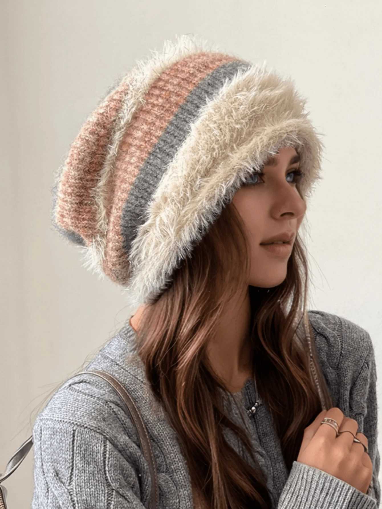 Beanie/Skull Caps Women's Thick Knit Hat For Winter Fleece Lined Loose Fit Lightweight Warm Hand Washable Suitable For Daily Wear Q261017