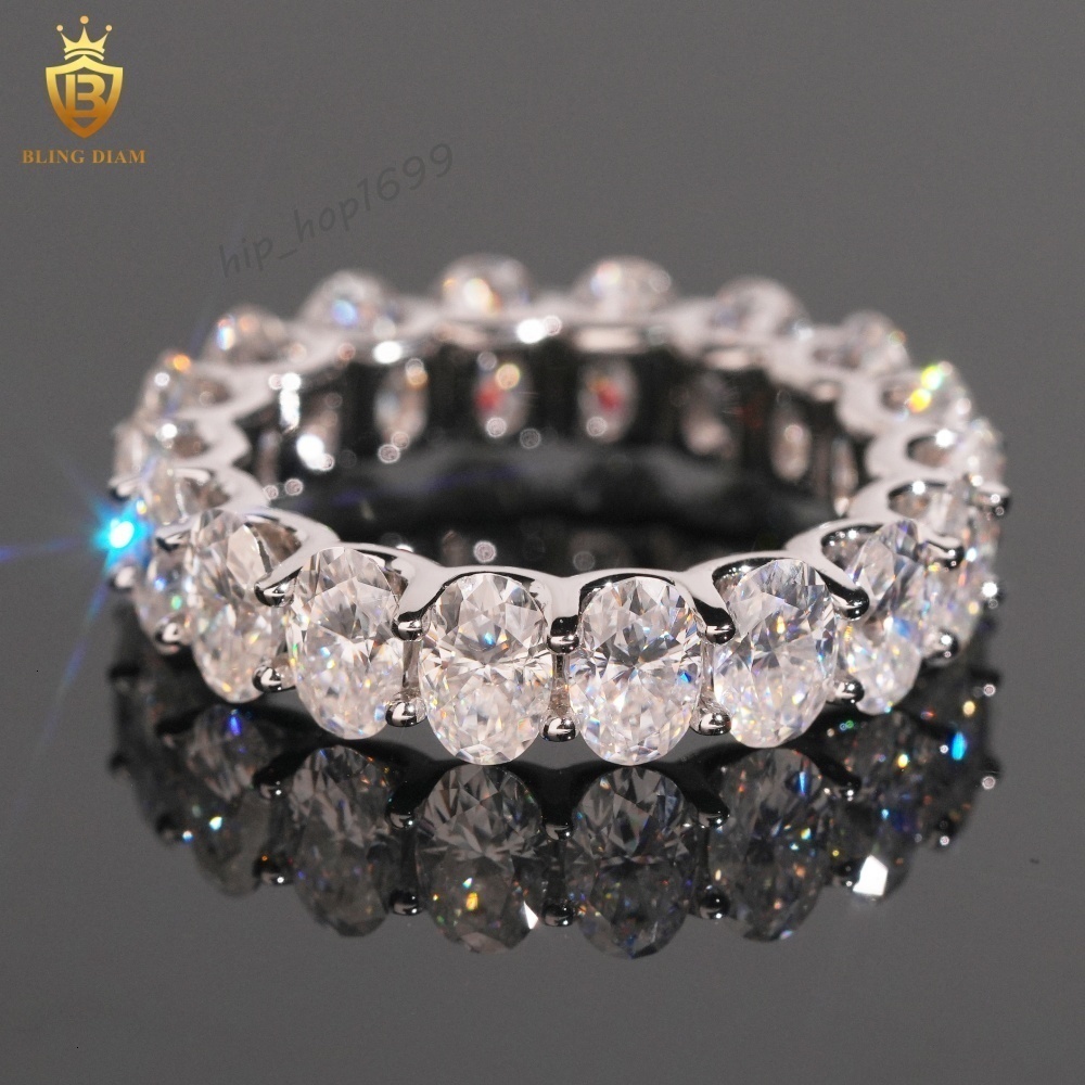 Eternity Ring Oval Cut 3x5 4x6mm Silver 925 Rings Engagement Moissanite Ring Moissanite D VVS Fine Moissanite Jewelry Rings