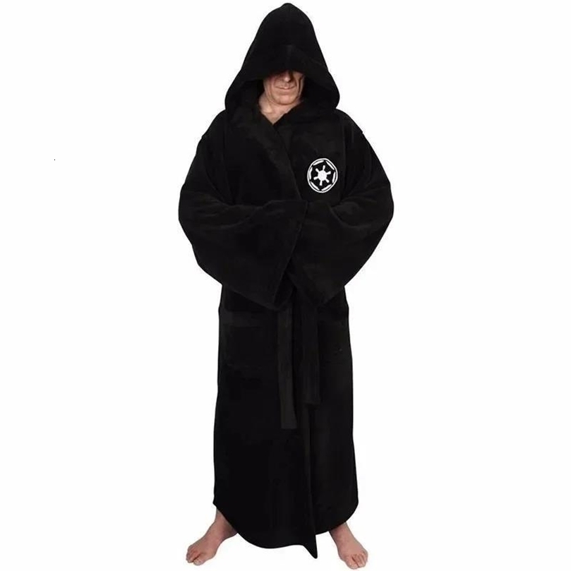 Jedi Cosplay Nightgown Male Homewear Flannel Robe With Hooded Thick Star Dressing Gown Empire Mens Bathrobe Winter 261019
