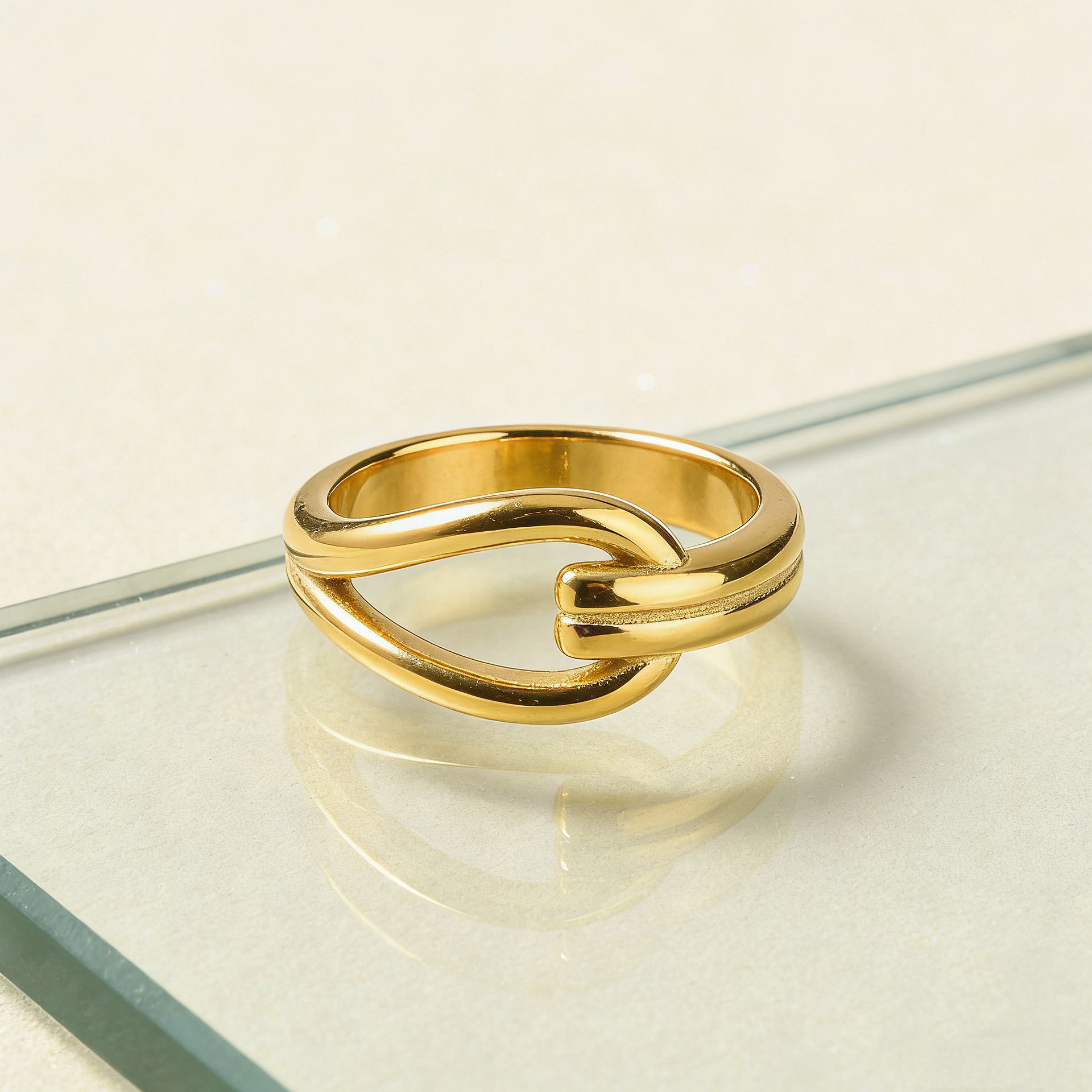 Trendy unique stainless steel ring with line knot design, new niche style, featuring a minimalist aesthetic, and made of titanium steel, suitable fo