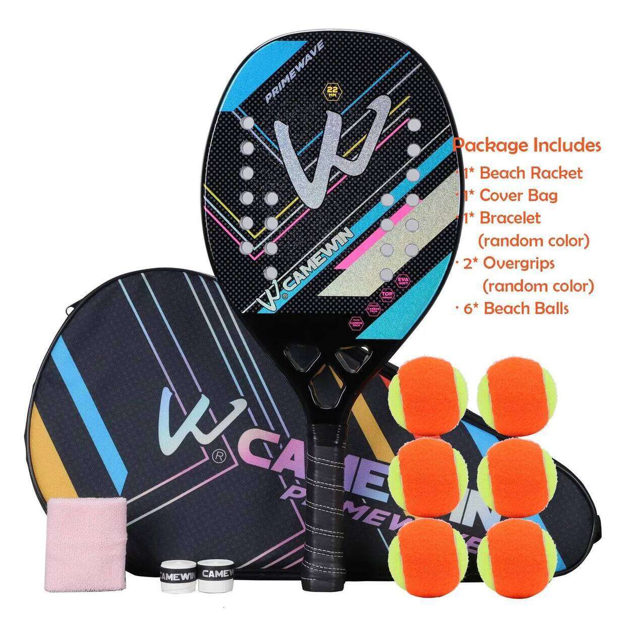 Multi-Piece Tennis * full graphite professional tournament racquets Racket Matching Kits Rackets Camewin Full 3K Carbon Fiber Rough Surface Beach Te