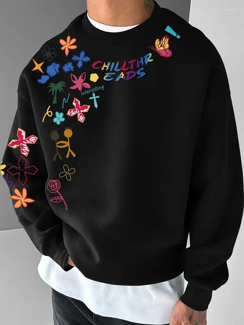 The Men's Round-Neck Sweatshirt For Spring And Autumn 2026 Is Casual Fashionable Comfortable With 3D Pattern Printing