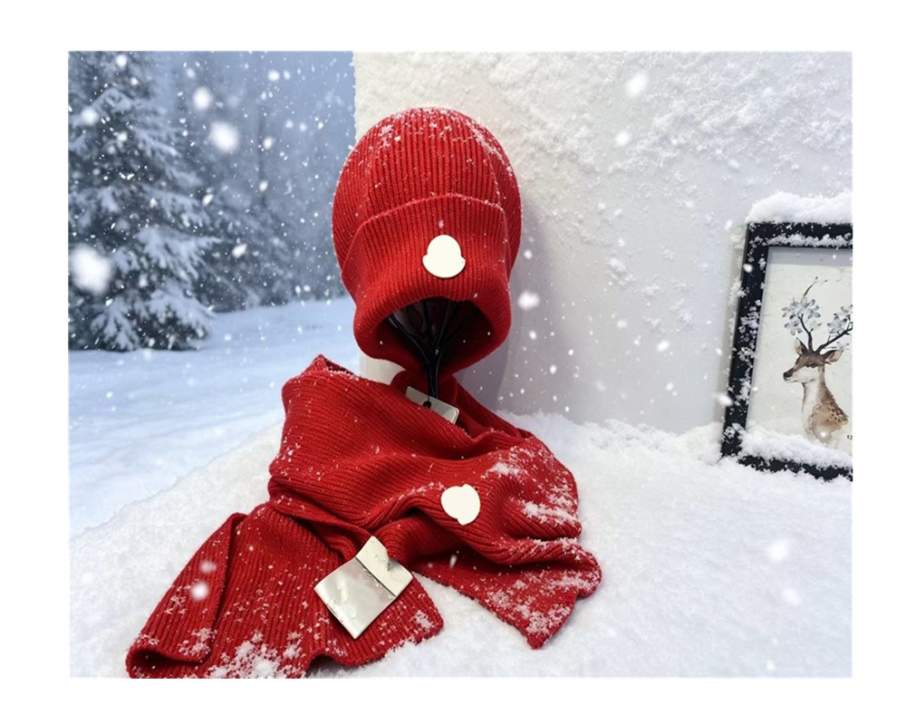 Winter Soft Knitted Beanie and Long Scarf 2Pcs Set Stretchy Daily Wear for Women