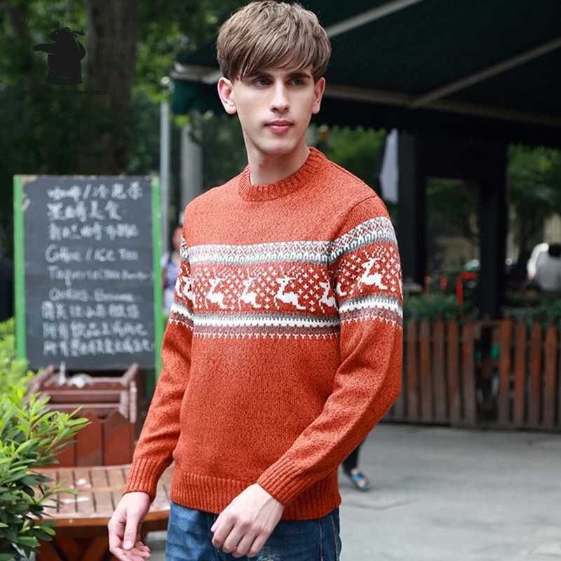 Christmas Wool Pullover Winter Men's Sweater Multicolor Cowl Neck Sweater Men Clothing Cashmere Sweaters Pull Homme A2F7721 M261016