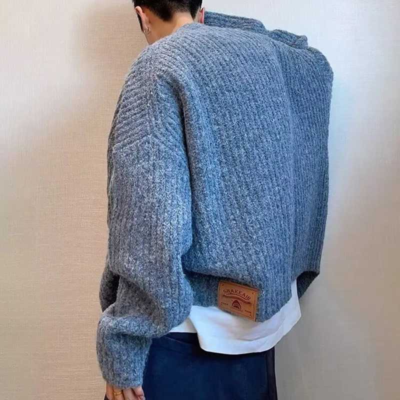 Winter Men's Solid Color Autumn Cardigan Sweater Knitwear Korean Button Knit Cardigan Male Vintage Sweater Hip-Hop Strtwear M261016