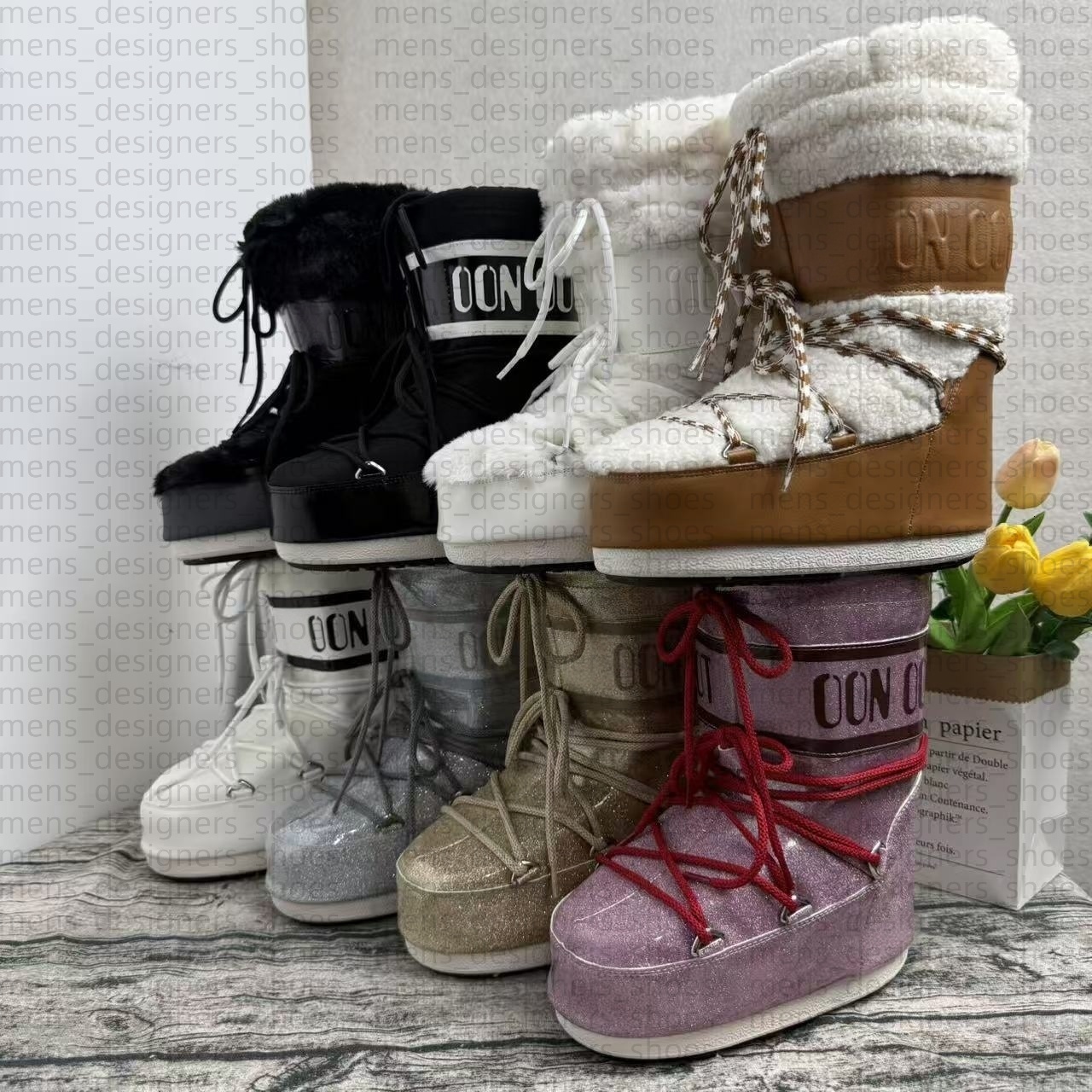 Designer Boots Snow Boots Starry Sky Women Winter Boot Star Low Mid High Barrel Lace up Anti Slip Sneakers Fur Suede Warm Skiing Shoes Big Size EUR