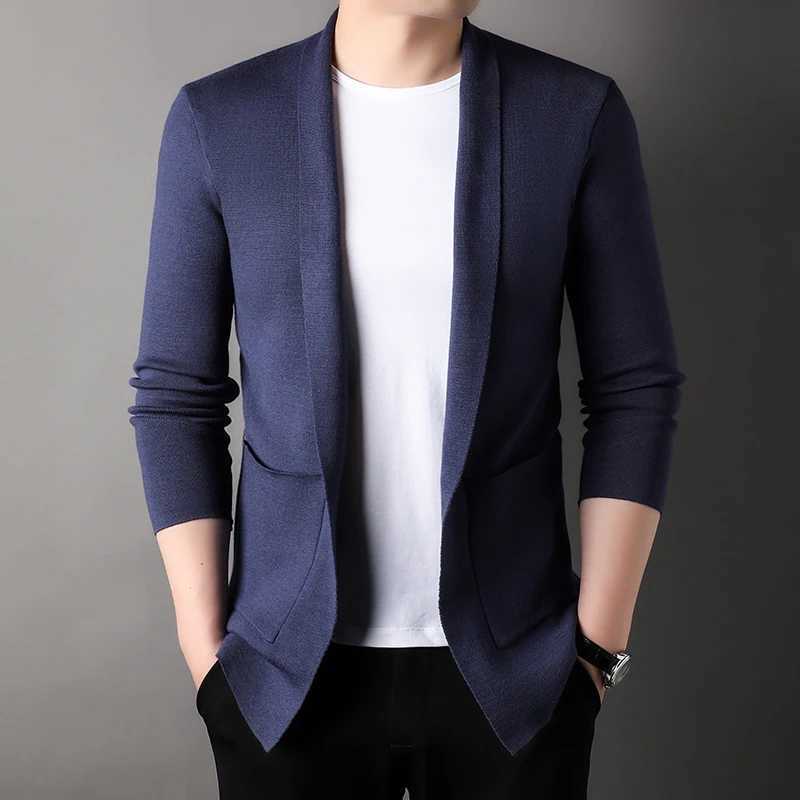 knitted High pocket end brand cardigan men's 2023 spring and autumn new solid V-neck Korean casual shawl sweater fashion coat M261016