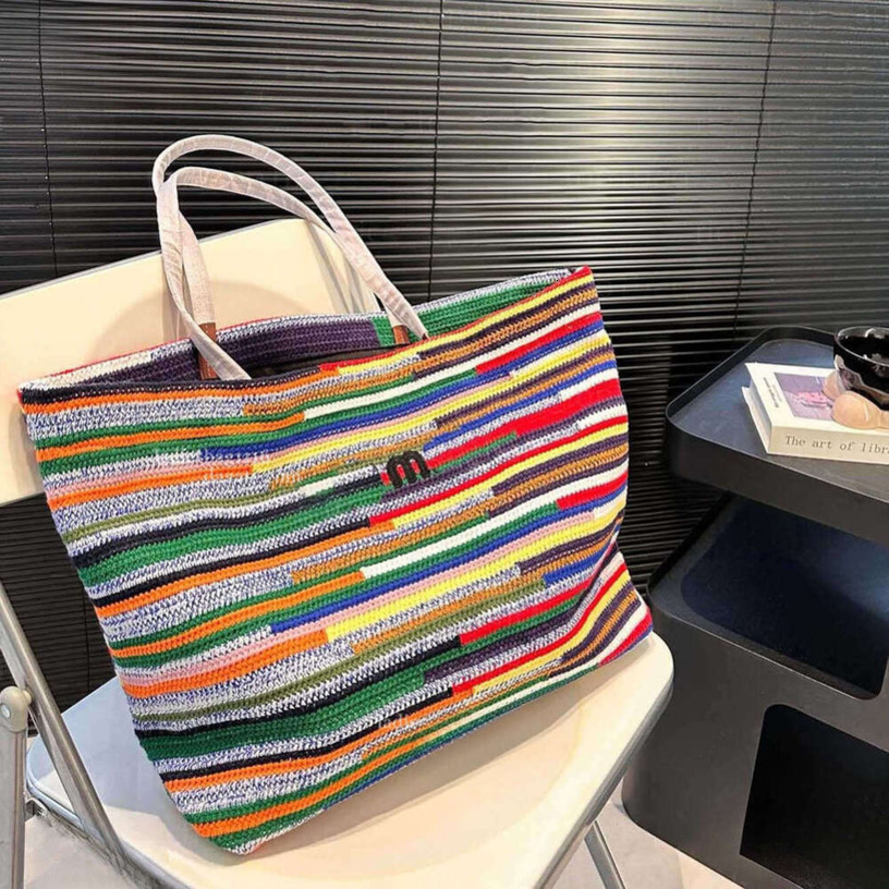 designer beach totes Straw Bag Travel Shopping bag big Mini Leather Shoulder Bag capacity women Handbags Hollow Out Woven Letter Shoulder bags Vacat