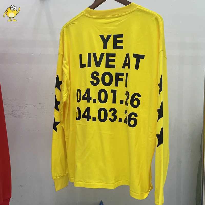 New High Street YE LIVE AT SOFI BULLY Loose Vultures Long Sleeve T-Shirt Men Women Black White Yellow Red Top Tees T261019