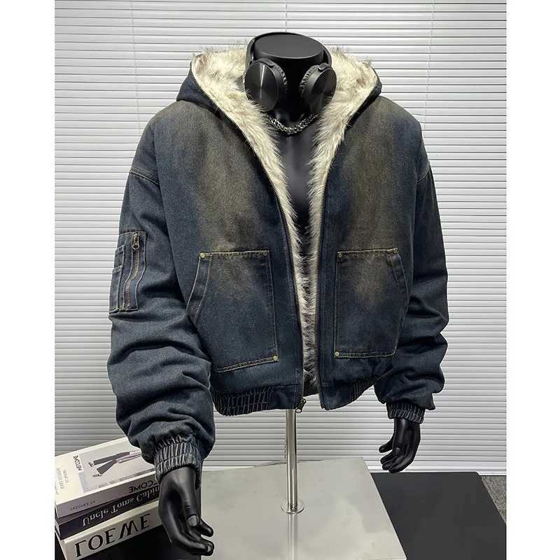 Thickened cotton clothes washed denim men's and women's short velvet spot jackets thickened cotton clothes. T261019