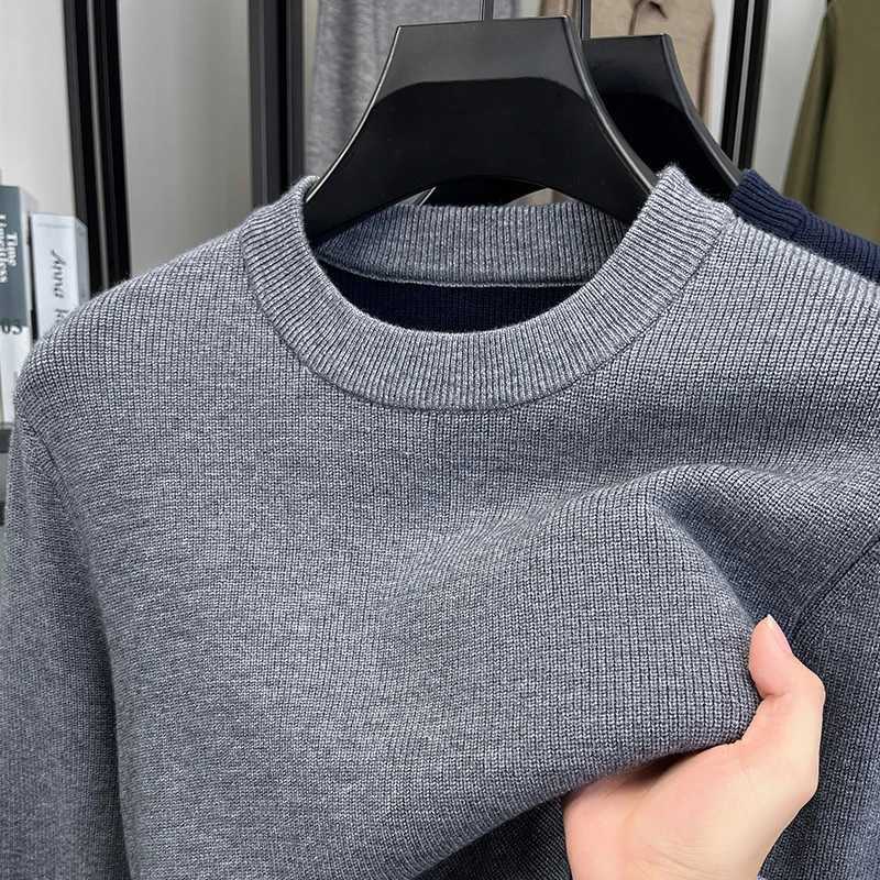 Sweater Slve Knitted Men's Long Crew Neck Pullover Striped Slve Button Hem Fine Gauge Business Casual Autumn Winter Tops Men M261016