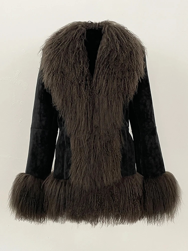 OFTBUY Thick Warm Fashion Overwear Lady Winter Coat Women Natural Mongolia Sheep Fur Jacket Rabbit Fur Coat Female 261019