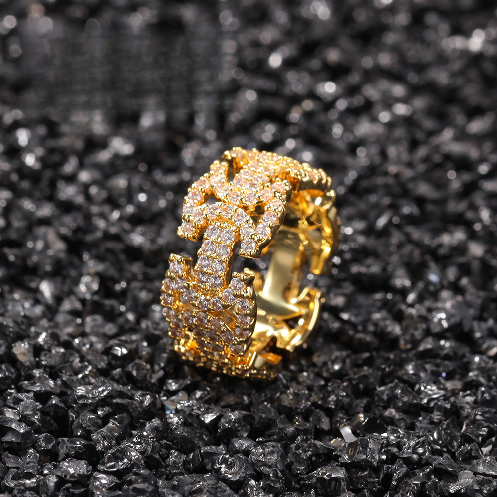 Hip-Hop for Men Copper Inlaid with moissanite Out D VVS Diamond Simple Geometric Luxury Iced Fashion Ins Internet Celebrity Index Finger Ring Luxury