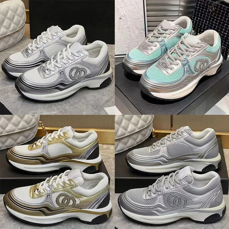 With box dersigner sneakers black white sneakers womens luxury high quality shoes designer shoes Reflective Trainers Silver Mesh shoes size 36-45