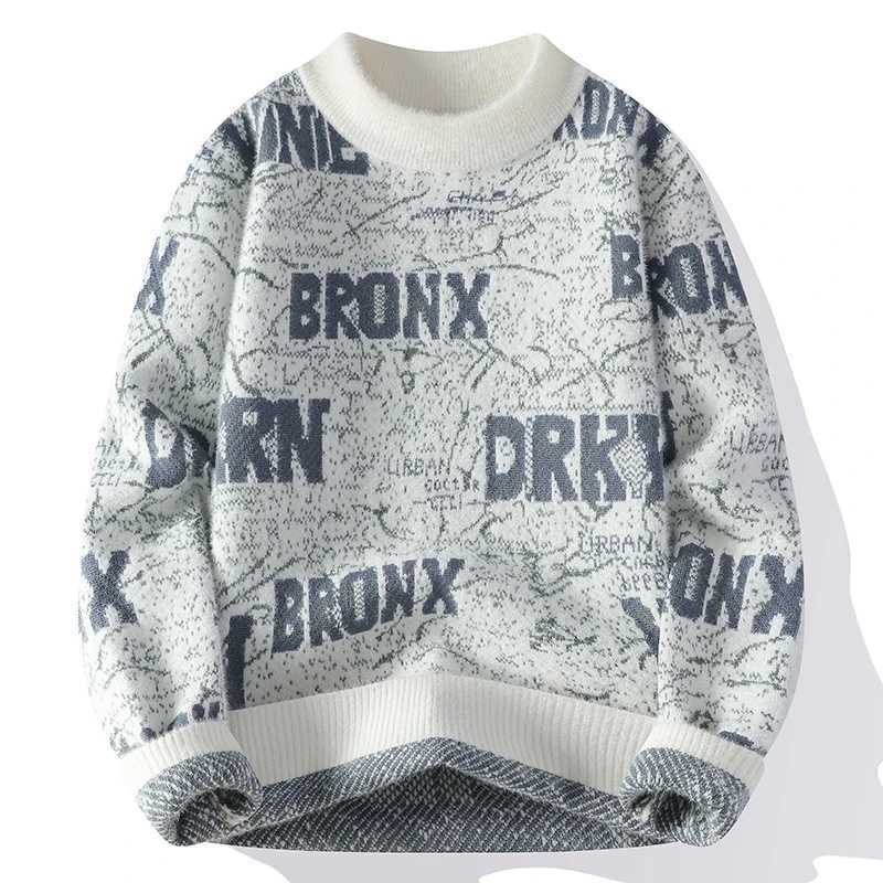 Letter Autumn Winter Men's New Sweater High-quty Men's Brand Pullover Warm Knit Tops High Strt Trend Base Shirt M261016
