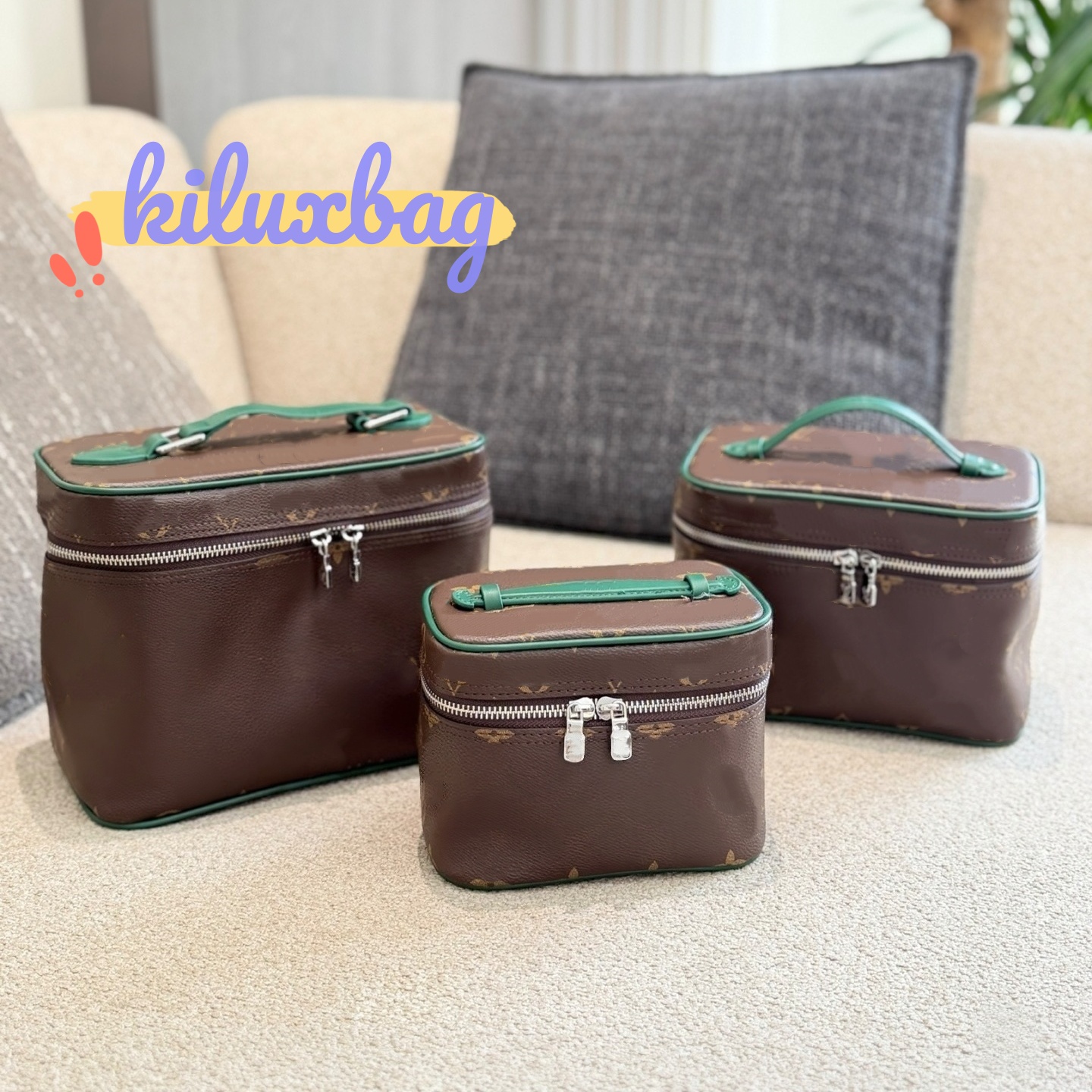 Designer Bag Women Retro Printed Travel Makeup Case Large Capacity Zipper Makeup Storage Bag Portable Handheld Cosmetic Storage Box for Daily Trip U