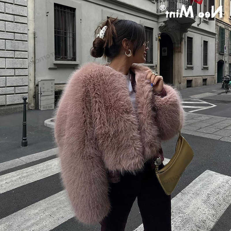 Mint Neo 2024 Winter Fur Coat Women Strtwear Chic Girls Fluffy Fur Jacket S261016DFC7