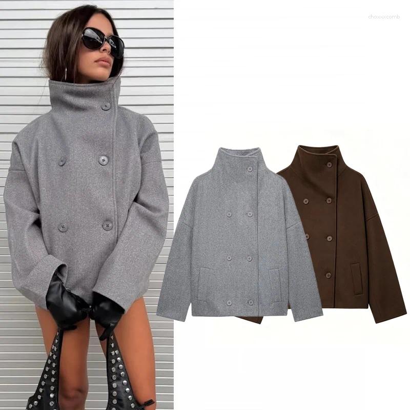 Women's Coat Stand Collar 2026 Fashion Autumn Winter Long Sleeve Warm Jacket For Women Elegant Chic Female Outerwear