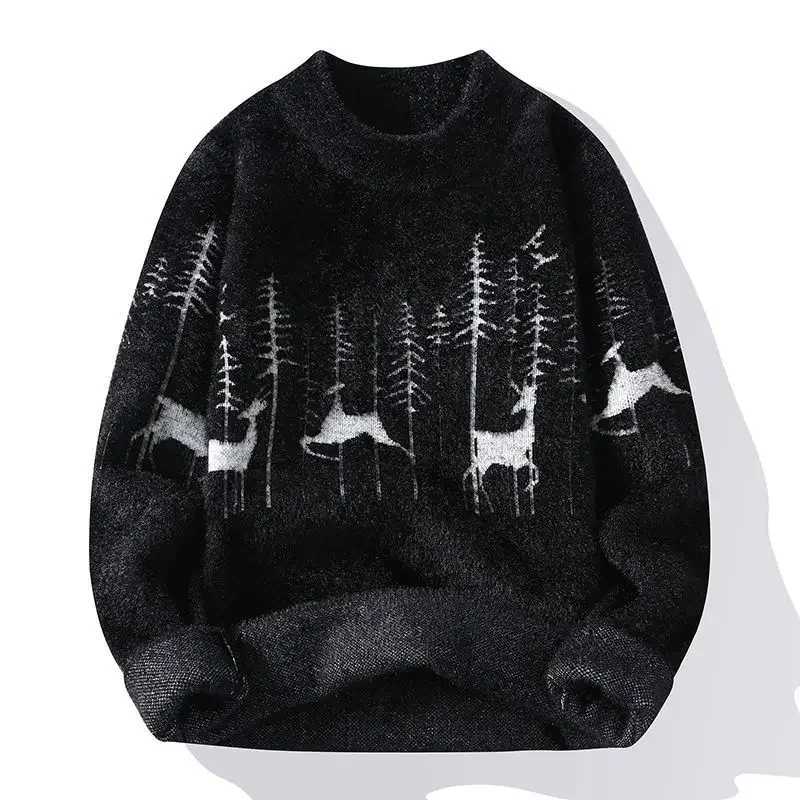 Velvet Korean Sweaters Style Men's Thickening New Bottoming Shirt Casual Harajuku High Quty O-neck Pullover Sweater M261016