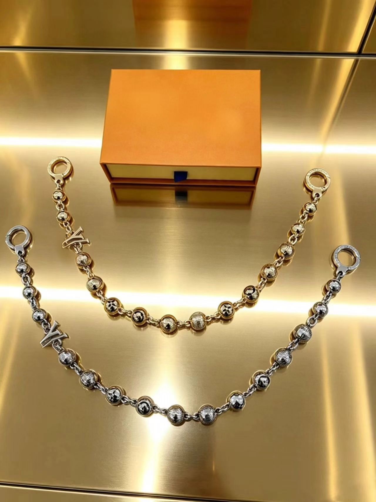 Metal Bead Bag Chain Replacement, Vintage Pattern Ball Handbag Strap, Detachable Purse Handle Chain with Spring Clasps for Women Bag Decor