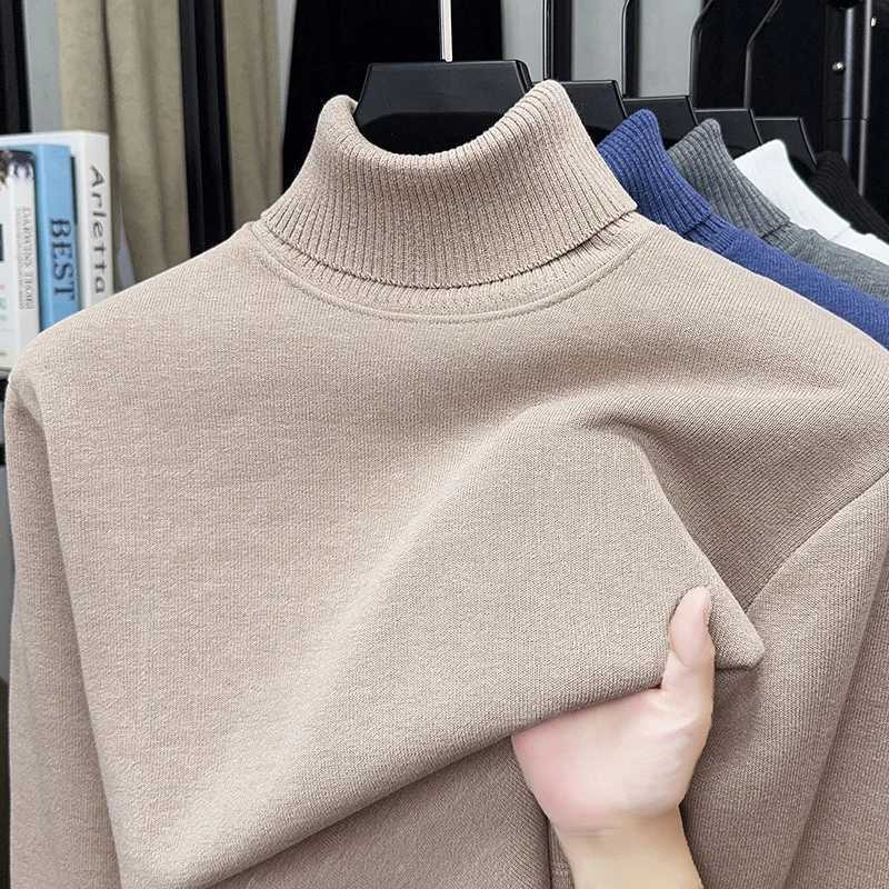 Solid Color Wool Sweater Men's with Winter High Neck and Thick Cashmere Sweater Men's Knitted Cashmere Base Sweater Top M2610161