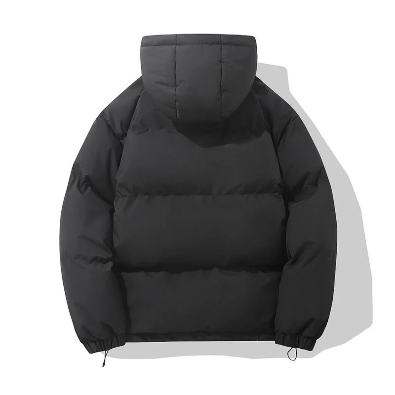 American fashion down jacket mens winter solid color warm hooded bread suit cotton jacket thickened loose jacket 261019
