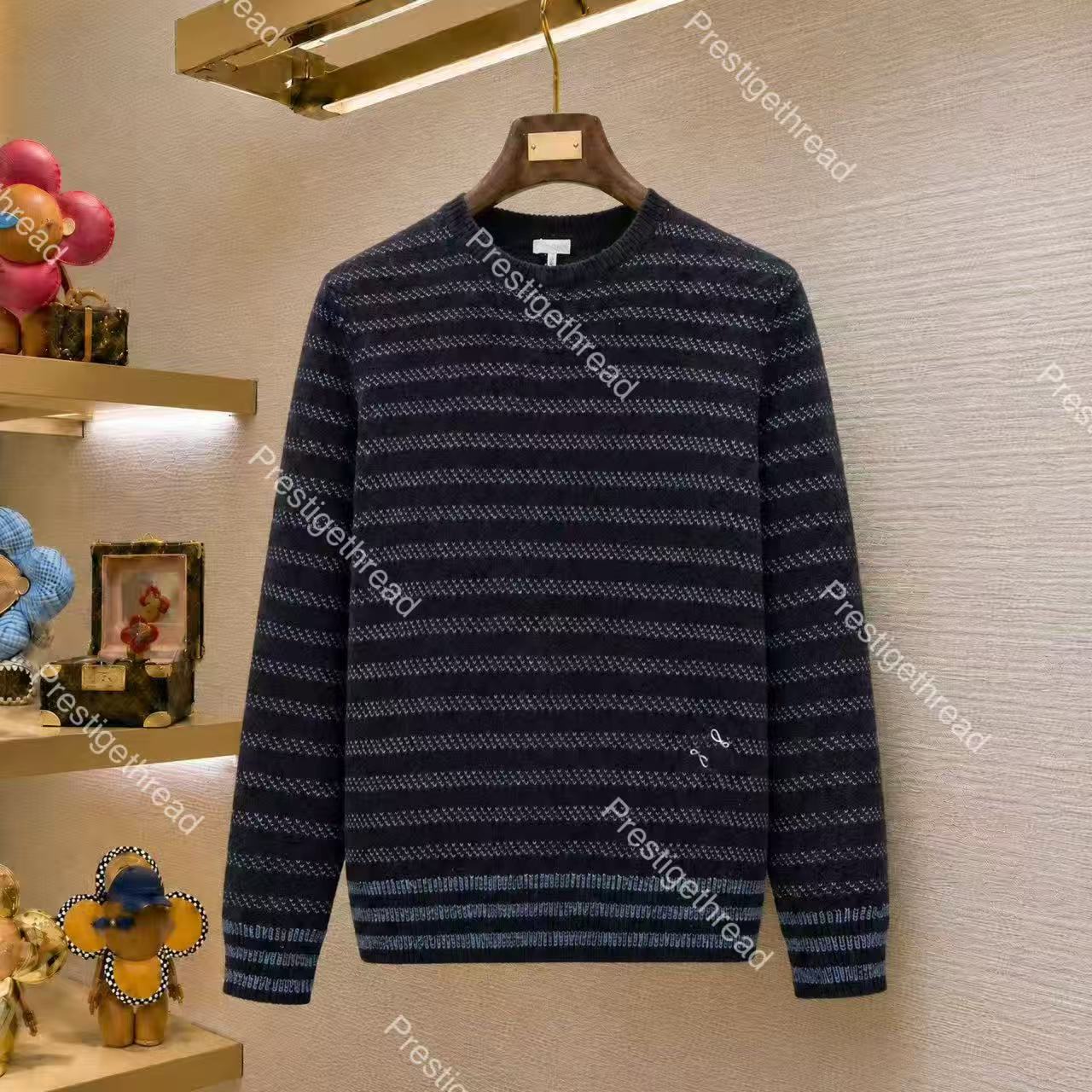 Autumn and winter new high-quality designer men's sweaters with embroidered striped jacquard pullover knit for warmth